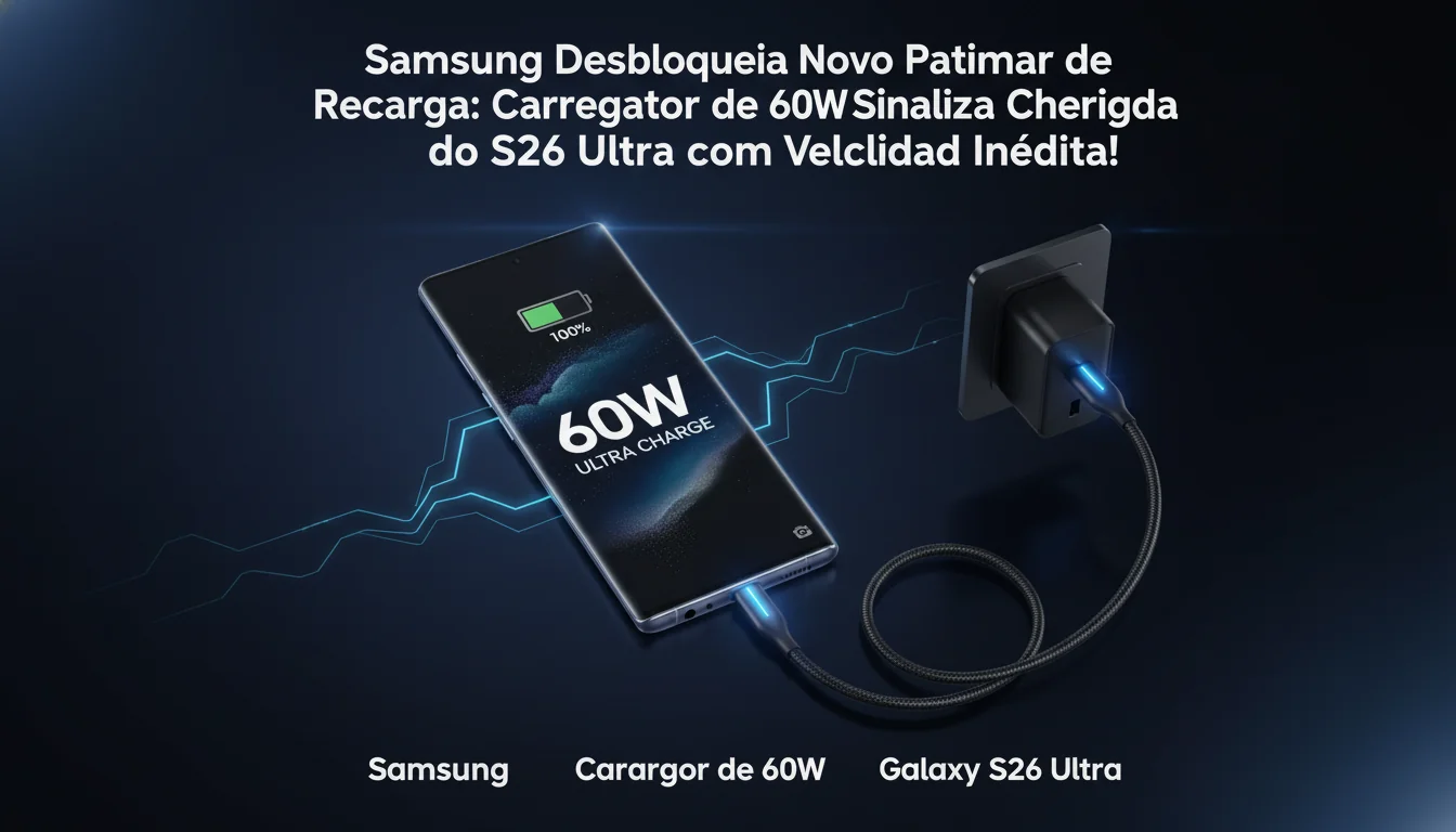 Samsung Desbloqueia Novo Patamar de Recarga: Carregador de 60W Sinaliza Chegada do S26 Ultra com Velocidade Inédita!