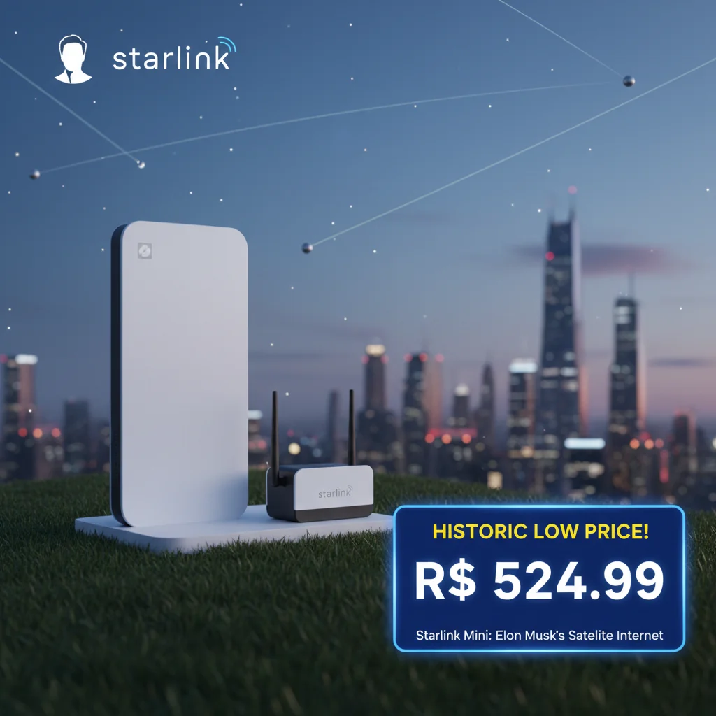 Starlink Mini atinge menor preço da história: Internet via satélite da Elon Musk agora por R$ 524,99!
