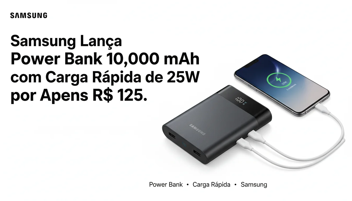 Samsung Lança Power Bank 10.000 mAh com Carga Rápida de 25W por Apenas R$ 125