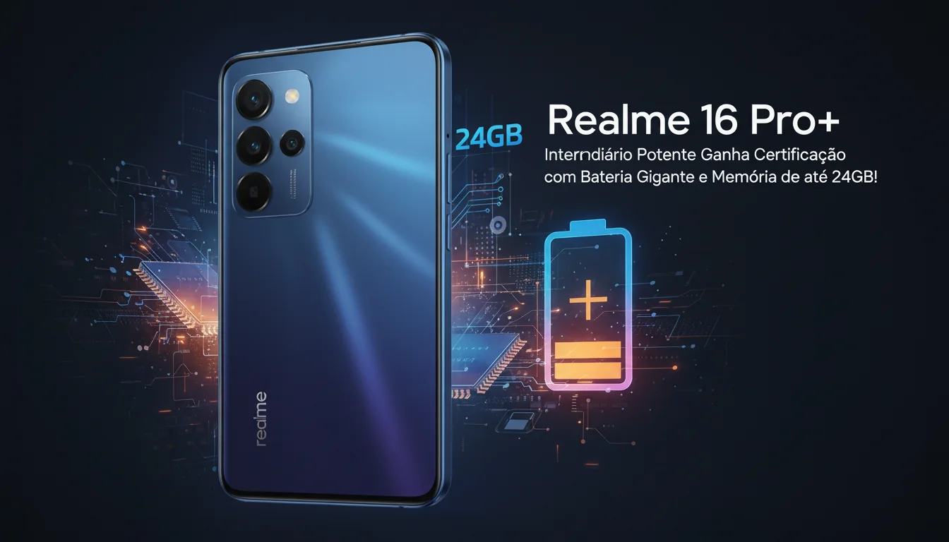 Realme 16 Pro+: Intermediário Potente Ganha Certificação com Bateria Gigante e Memória de até 24GB!