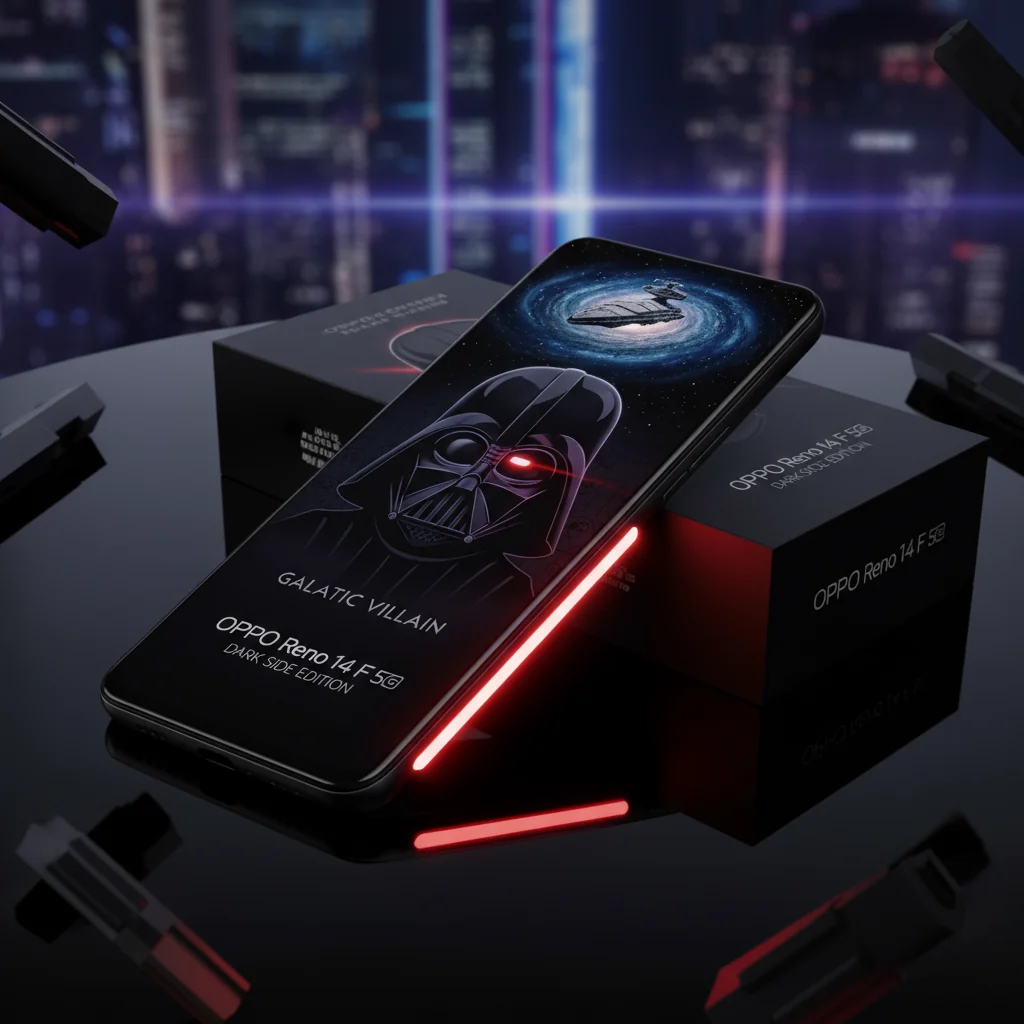 OPPO Reno 14 F 5G Edição Lado Sombrio: O Vilão Galáctico Chega em um Smartphone Exclusivo