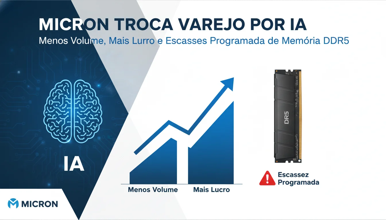 Micron Troca Varejo por IA: Menos Volume, Mais Lucro e Escassez Programada de Memória DDR5