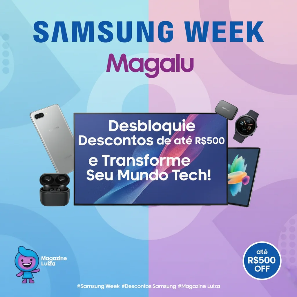 Samsung Week no Magalu: Desbloqueie Descontos de até R$500 e Transforme Seu Mundo Tech!