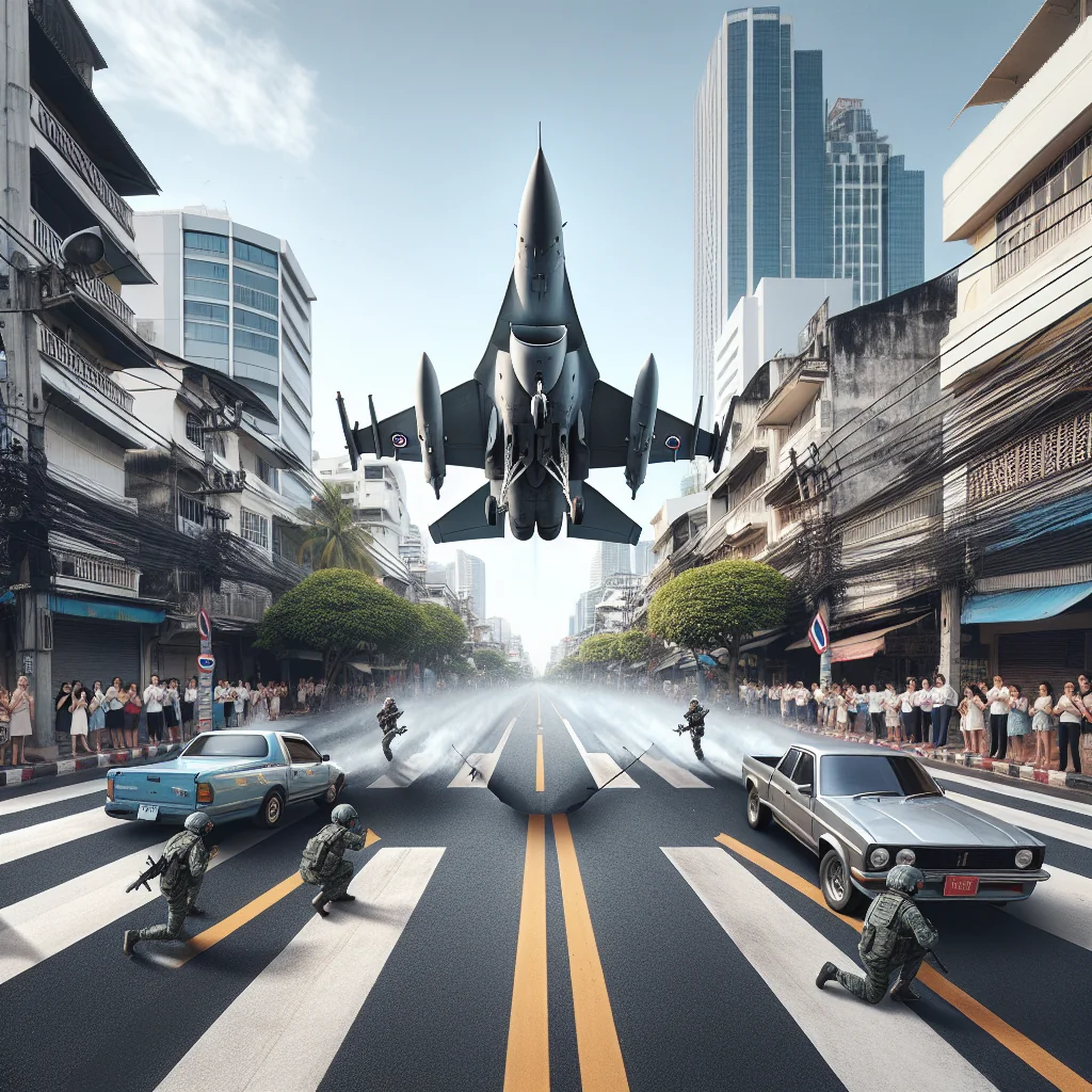 ## Tailândia Surpreende: Caças Transformam Avenida em Pista de Pouso em Manobra Arriscada!
