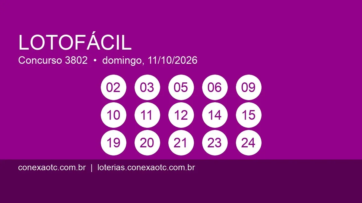 Resultado da Lotofácil 3802 de domingo (11/10): 2 apostas acertam e dividem R$ 1,6 milhão