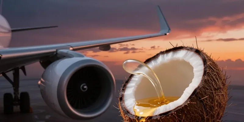 O combustível de coco que "engana" os motores de aviões e revoluciona a aviação sustentável